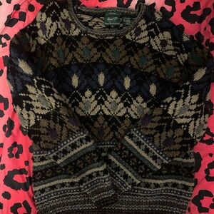 Vintage-Inspired Men's Patterned Crewneck Sweater